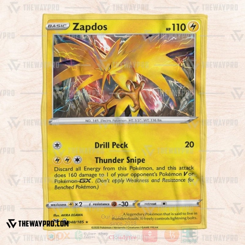 Anime Pokemon Zapdos Vivid Voltage Blanket 1 2 3 4 5