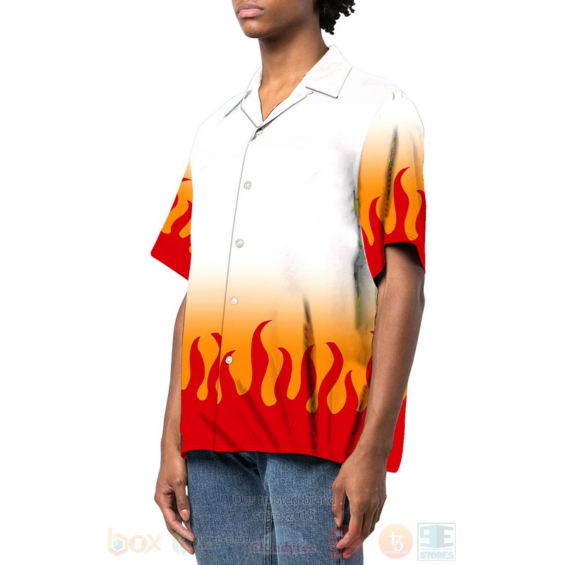 BEST Anime Rengoku Haori Kimono All Over Print Hawaiian Shirt 2 Anime Rengoku Haori Kimono Hawaiian Shirt 1