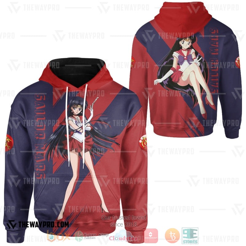 NEW Sailor Mars Full Printed 3D Hoodie 2 Anime Sailor Mars Hoodie 1