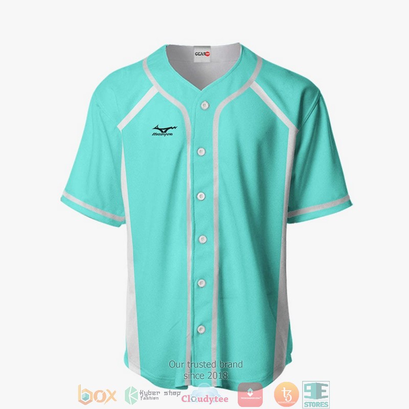 Aoba Johsai Haikyuu Cyan Baseball Jersey Shirt 2 Aoba Johsai Haikyuu Cyan Baseball Jersey Shirt 1