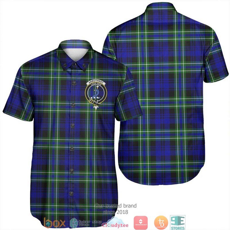 Arbuthnot Modern Tartan Crest Short Sleeve Hawaiian Shirt