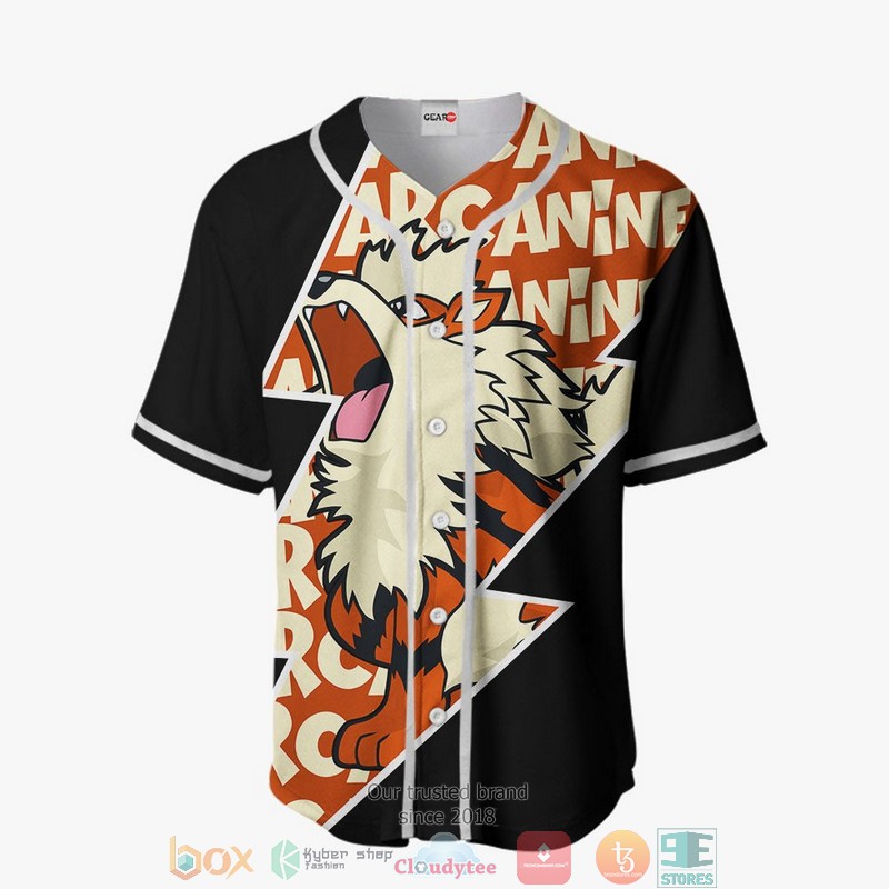 Arcanine Pokemon Baseball Jersey Shirt 2 Arcanine Pokemon Baseball Jersey Shirt 1