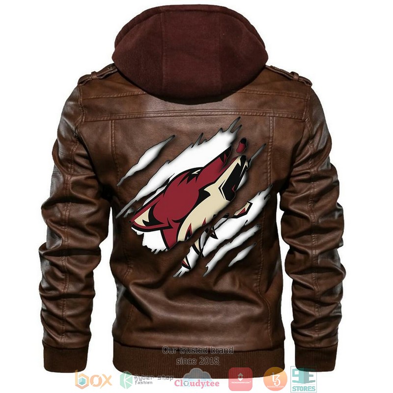 Arizona Coyotes NHL Hockey Brown Motorcycle Men Art Leather Jacket