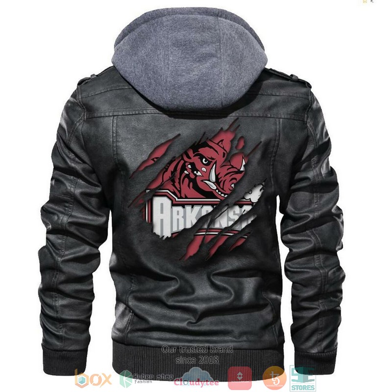 Arkansas Razorbacks NCAA Black Leather Jacket