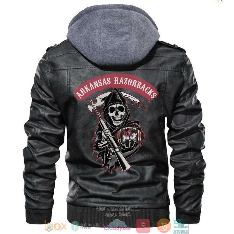 Arkansas Razorbacks NCAA Football Sons Of Anarchy Black Leather Jacket