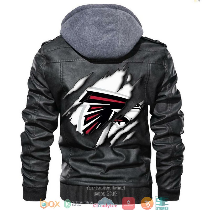 Atlanta Falcons NFL Football Sons Of Anarchy Black Motorcycle Leather Jacket