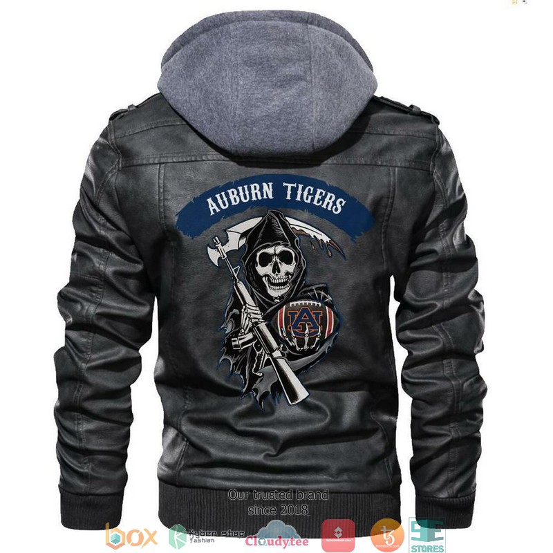 Auburn Tigers NCAA Football Sons Of Anarchy Black Motorcycle Leather Jacket 5 Auburn Tigers NCAA Football Sons Of Anarchy Black Motorcycle Leather Jacket