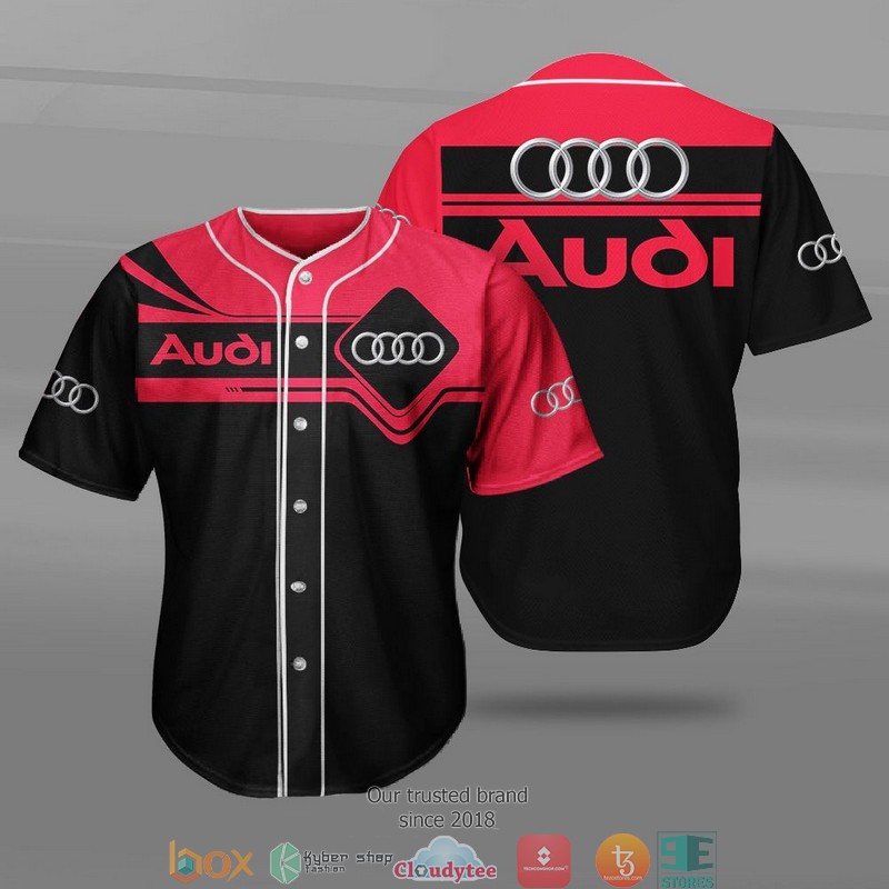 Audi Black Red Car Motor Baseball Jersey 1 Audi Black Red Car Motor Baseball Jersey