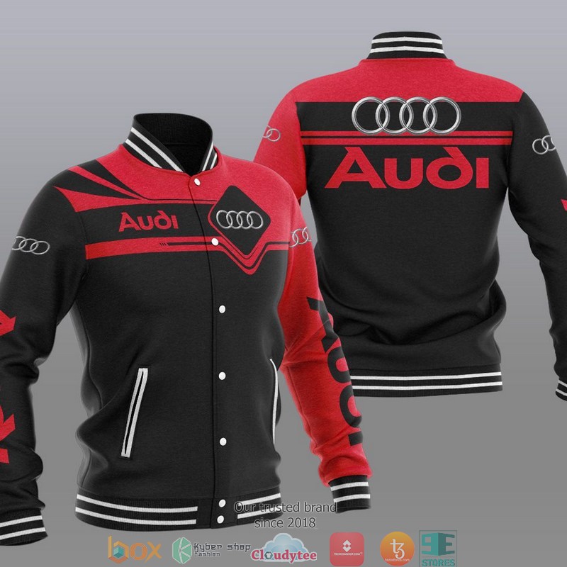 Audi Black Red Car Motor Baseball Jersey 2 Audi Black Red Car Motor Baseball Jersey 1