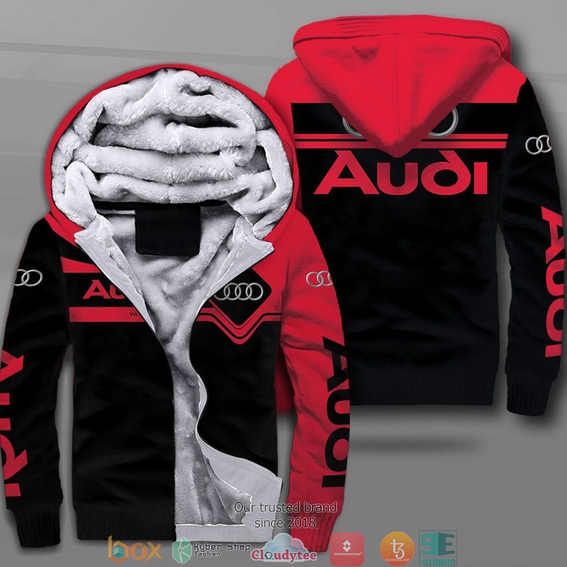 Audi Black Red Car Motor Bomber Jacket 3 Audi Black Red Car Motor Bomber Jacket 1 2