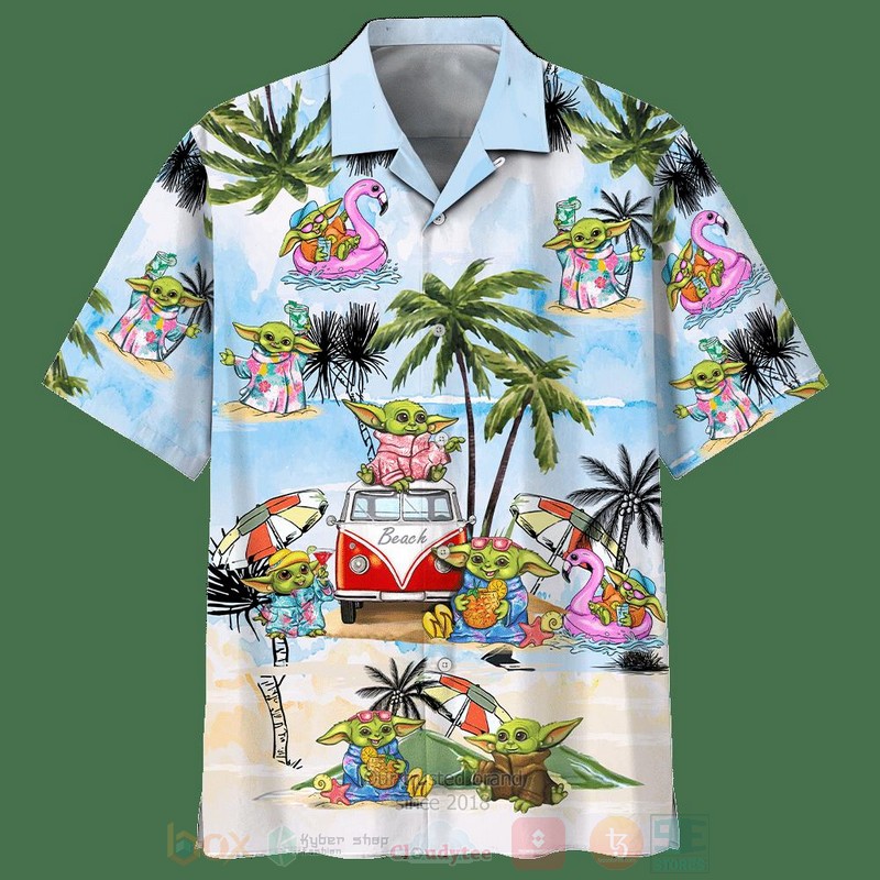 Baby Yoda Cute With Beach Short Sleeve Hawaiian Shirt