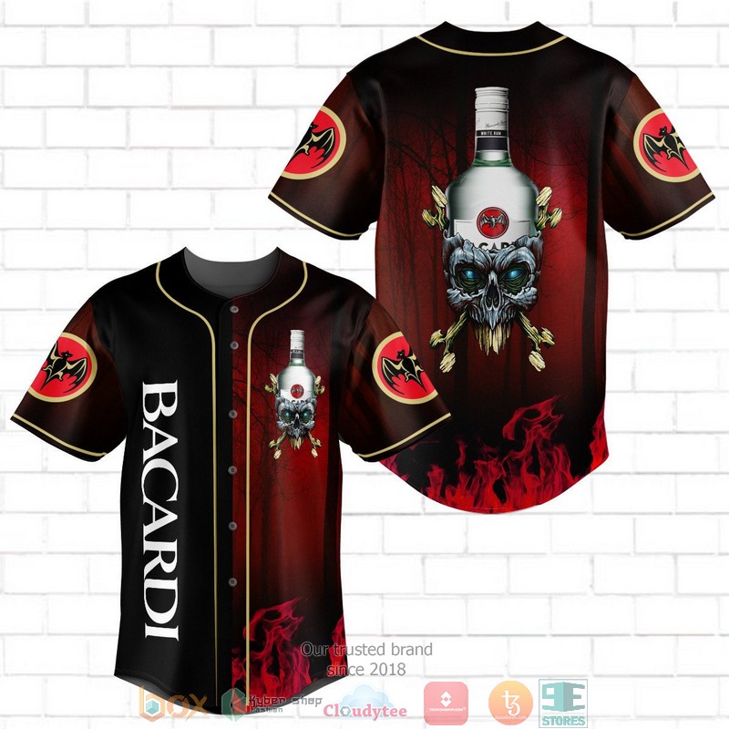 Bacardi Flame Skull Baseball Jersey