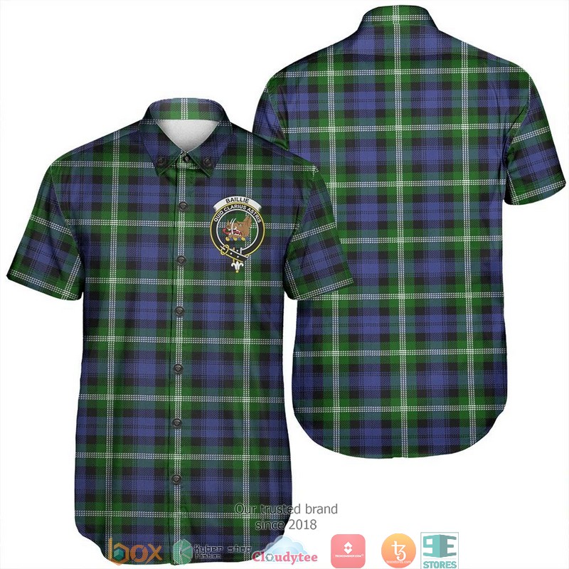 Baillie Modern Tartan Crest Short Sleeve Hawaiian Shirt