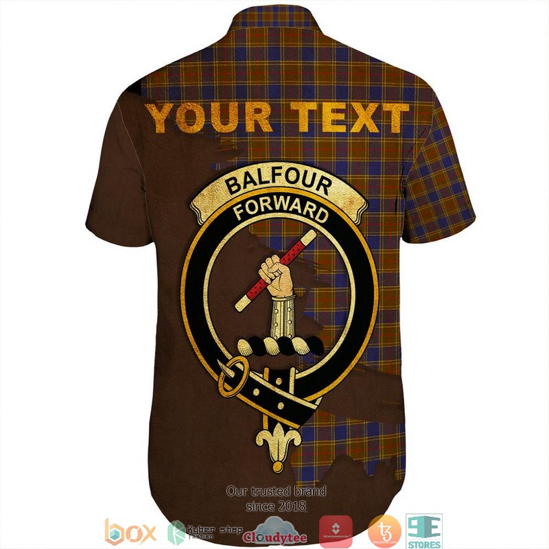 Balfour Modern Tartan Crest Personalized Short Sleeve Hawaiian Shirt 3 Balfour Modern Tartan Crest Personalized Short Sleeve Hawaiian Shirt 1 2