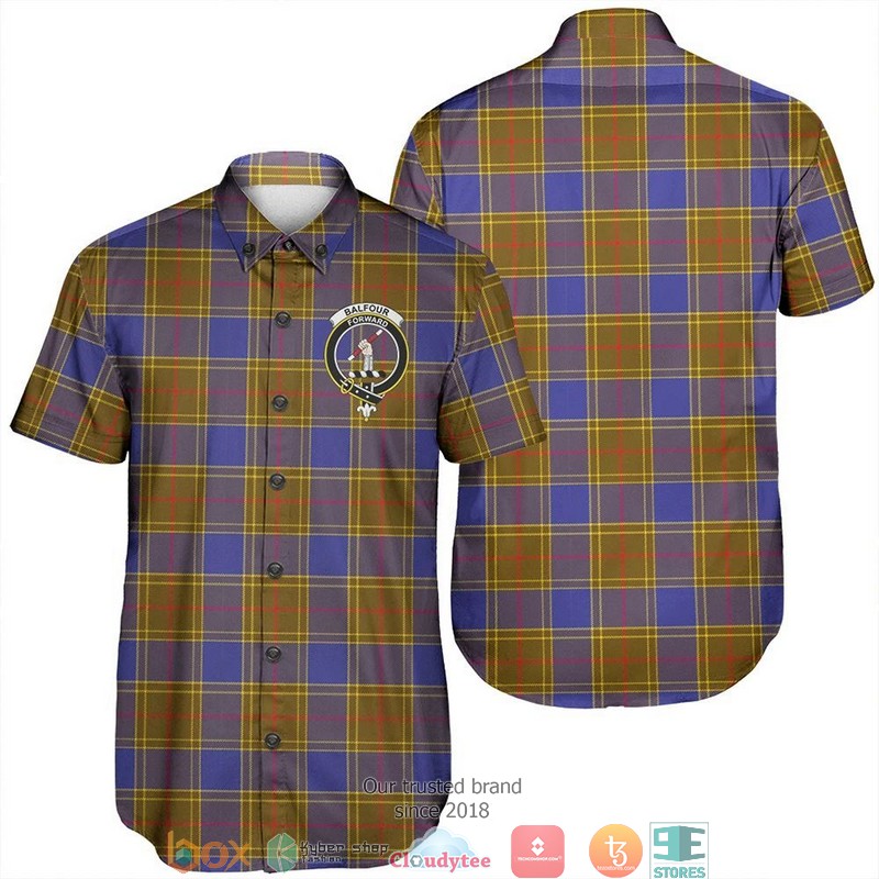 Balfour Modern Tartan Crest Short Sleeve Hawaiian Shirt 7 Balfour Modern Tartan Crest Short Sleeve Hawaiian Shirt