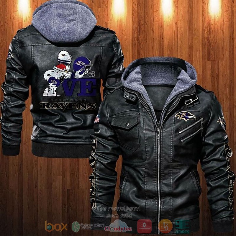 Baltimore Ravens NFL Snoopy Leather Jacket
