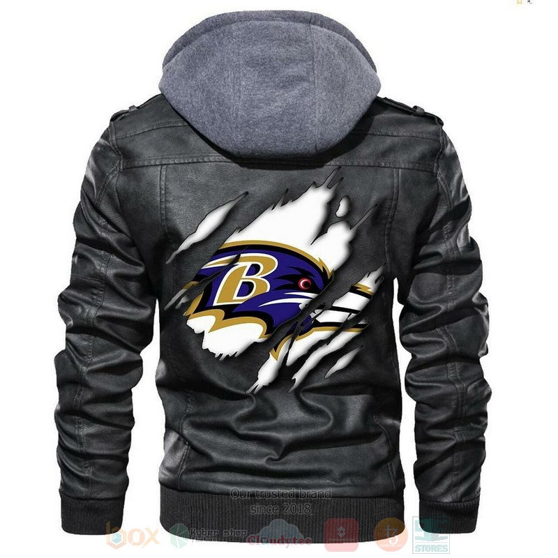 Baltimore Ravens NFL Sons of Anarchy Black Motorcycle Leather Jacket