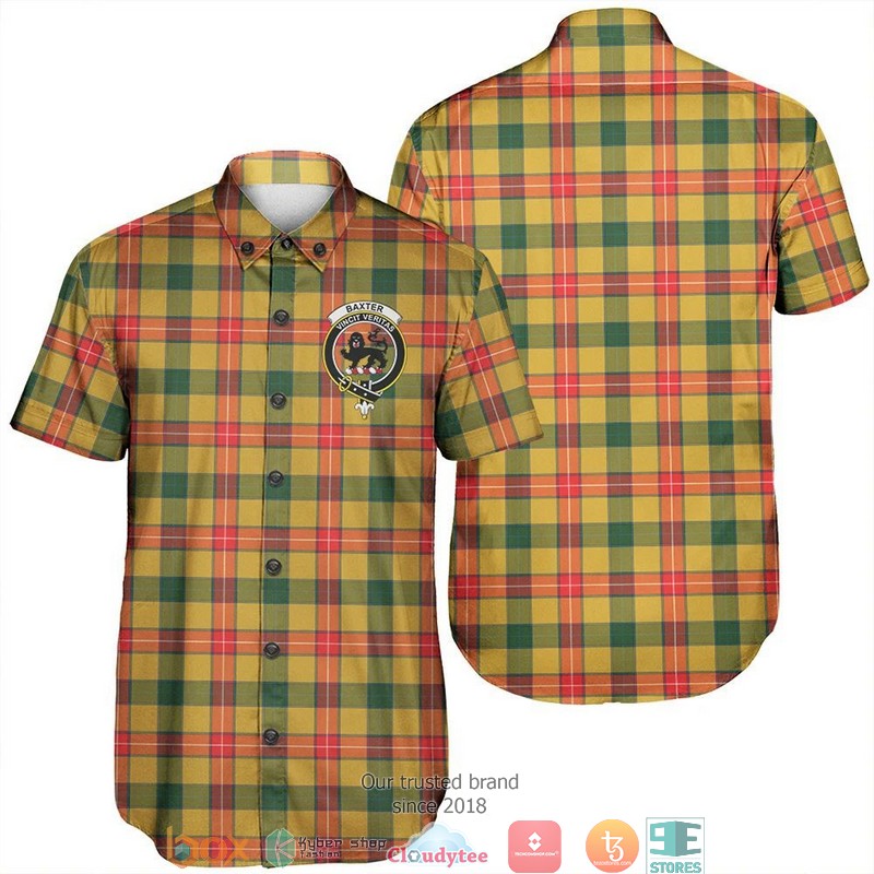Baxter Modern Tartan Crest Short Sleeve Hawaiian Shirt