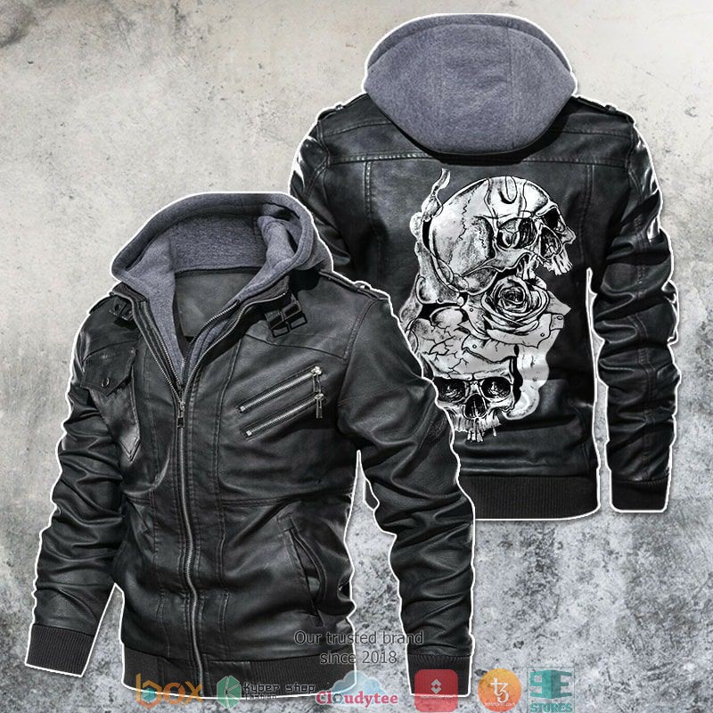 Beauty But Deadly Skull And Rose Leather Jacket