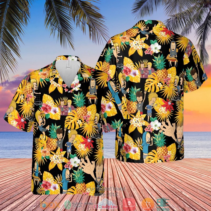 Beavis and Butt-Head Pineapple Black Hawaian Summer Outfit 2 Beavis and Butt Head Pineapple Black Hawaian Summer Outfit 1