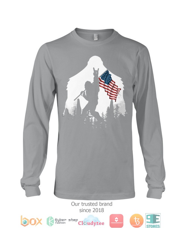 Bigfoot Rock And Roll USA Flag in the forest shirt hoodie 1 2