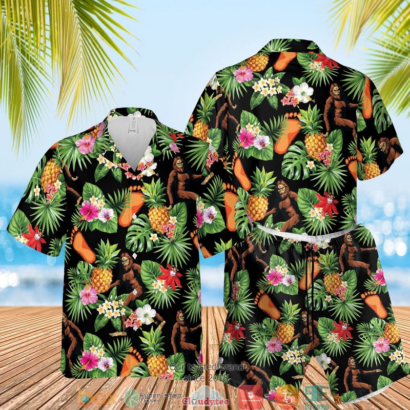 Bigfoot Tropical Black Hawaian Summer Outfit