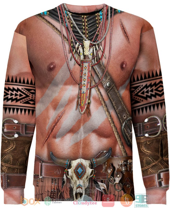 Bison Skull Warrior Style Native Ameican 3D Shirt Hoodie 1 2 3 4