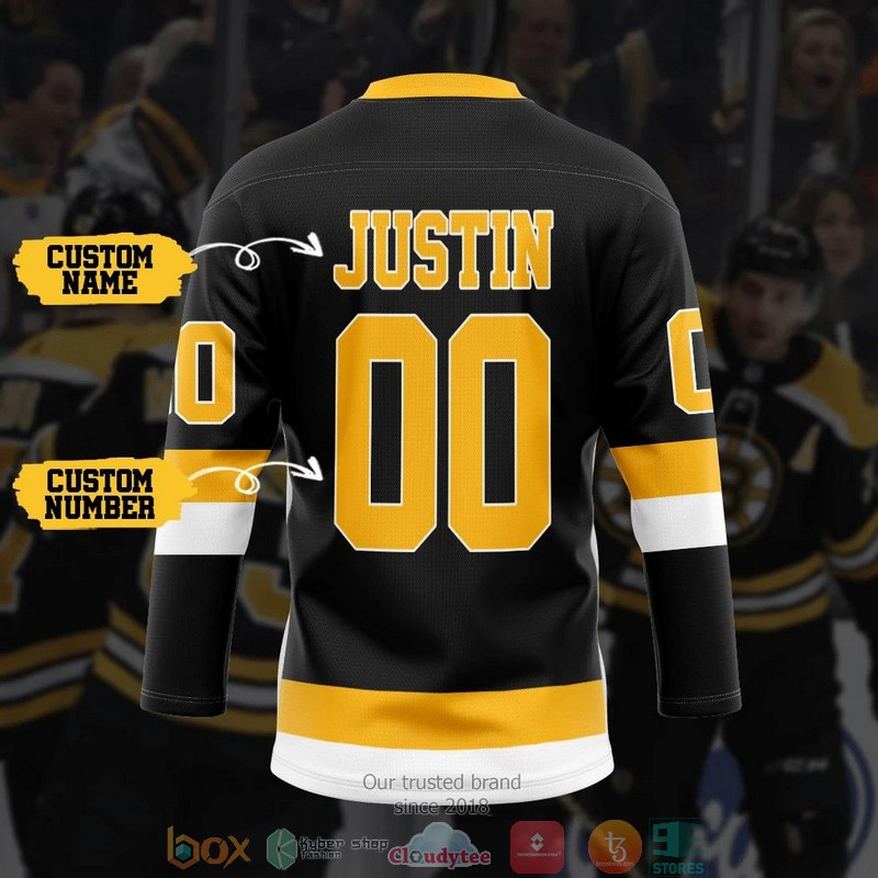 Black Boston Bruins NHL Custom Name and Number Black Hockey Jersey Shirt 1 2 3