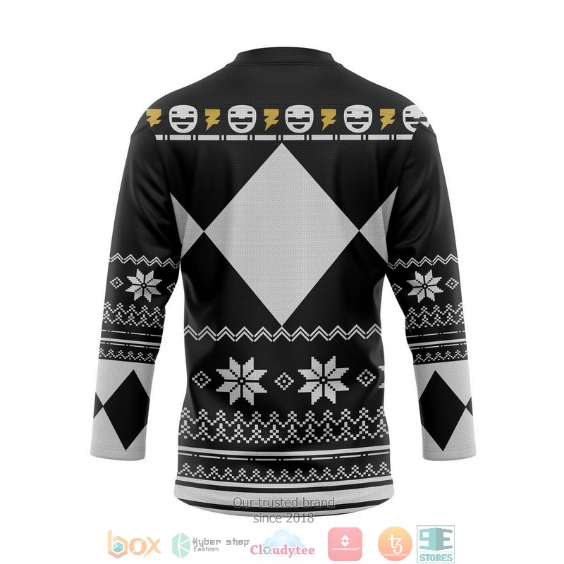 Black Mighty Morphin Power Ranger Ugly Hockey Jersey Shirt 2 Black Mighty Morphin Power Ranger Ugly Hockey Jersey Shirt 1