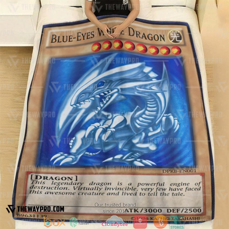 Blue Eyes White Dragon Card Soft Blanket 2 Blue Eyes White Dragon Card Soft Blanket 1