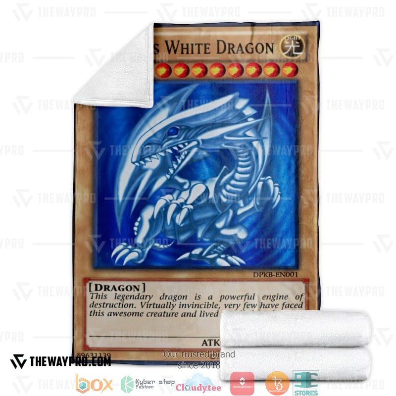 Blue Eyes White Dragon Card Soft Blanket 3 Blue Eyes White Dragon Card Soft Blanket 1 2