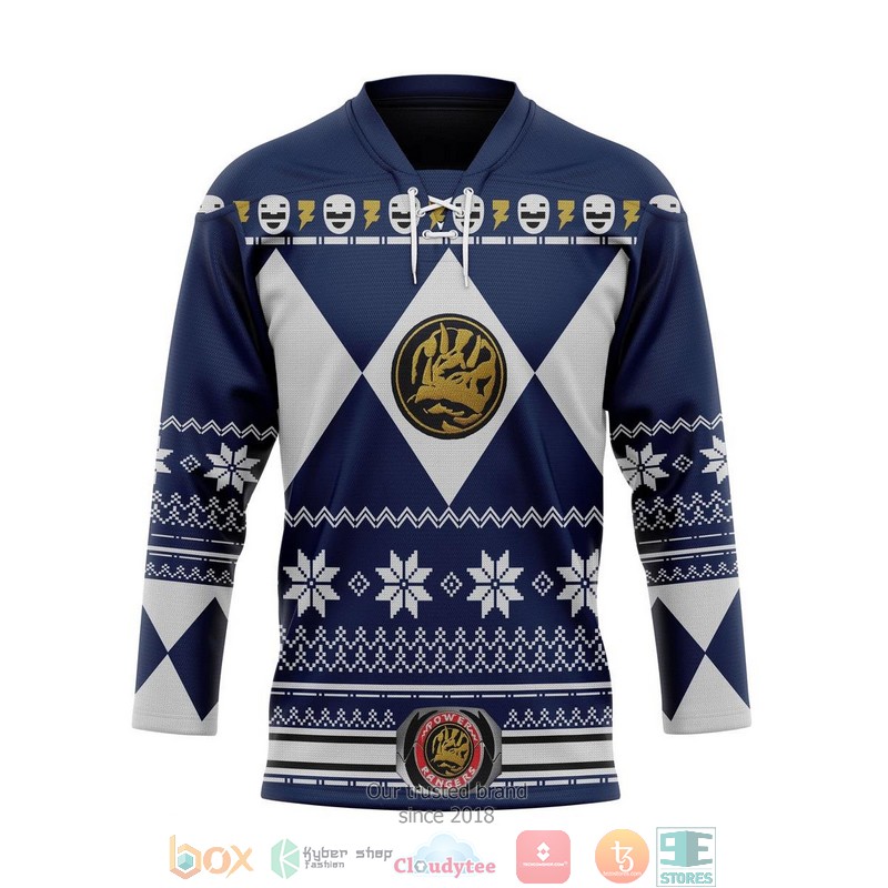 Blue Mighty Morphin Power Ranger Ugly Hockey Jersey Shirt 1 Blue Mighty Morphin Power Ranger Ugly Hockey Jersey Shirt