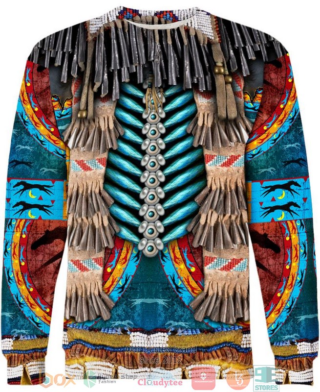 NEW Blue Native Motif All Over Printed 3D Shirt, Hoodie 4 Blue Native Motif 3D Shirt Hoodie 1 2 3