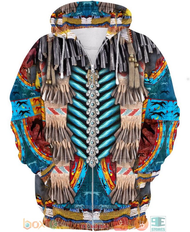 NEW Blue Native Motif All Over Printed 3D Shirt, Hoodie 5 Blue Native Motif 3D Shirt Hoodie 1 2 3 4