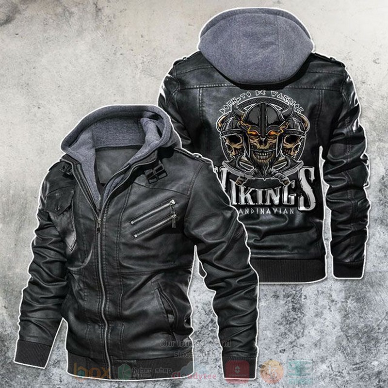 Born To Be Viking Warrior Scandinavian Motorcycle Rider Leather Jacket