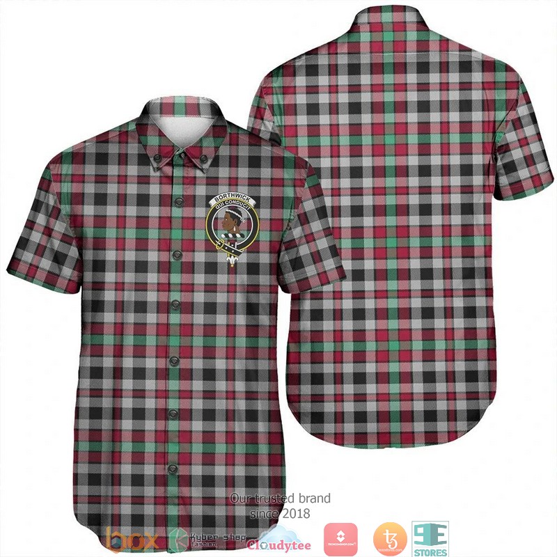Borthwick Ancient Tartan Crest Short Sleeve Hawaiian Shirt
