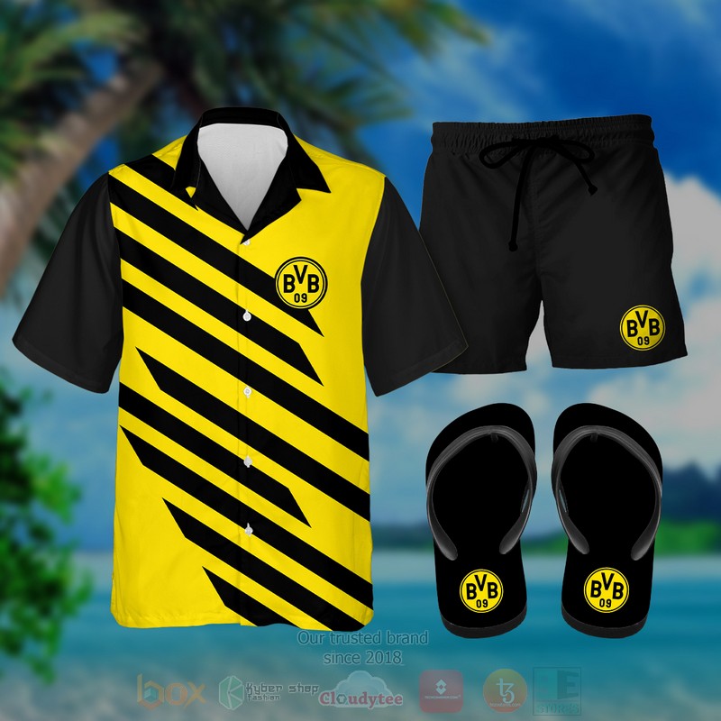 Borussia Dortmund Hawaiian Shirt Short Flips Flops