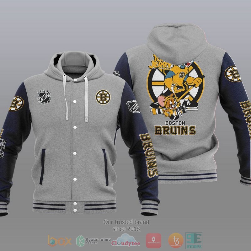 Boston Bruins NHL Tom And Jerry Baseball Hoodie Jacket 1