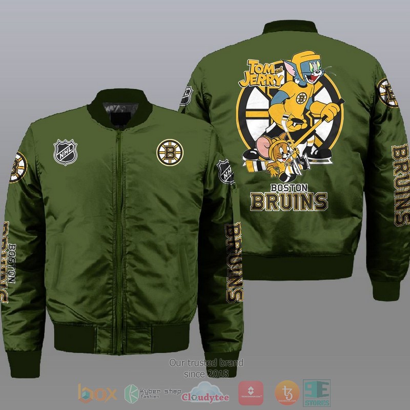 NEW Boston Bruins NHL Tom And Jerry Bomber Jacket 3 Boston Bruins NHL Tom And Jerry Bomber Jacket 1 2