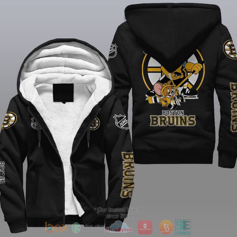 NEW Boston Bruins NHL Tom And Jerry Fleece Hoodie Jacket 1 Boston Bruins NHL Tom And Jerry Fleece Hoodie