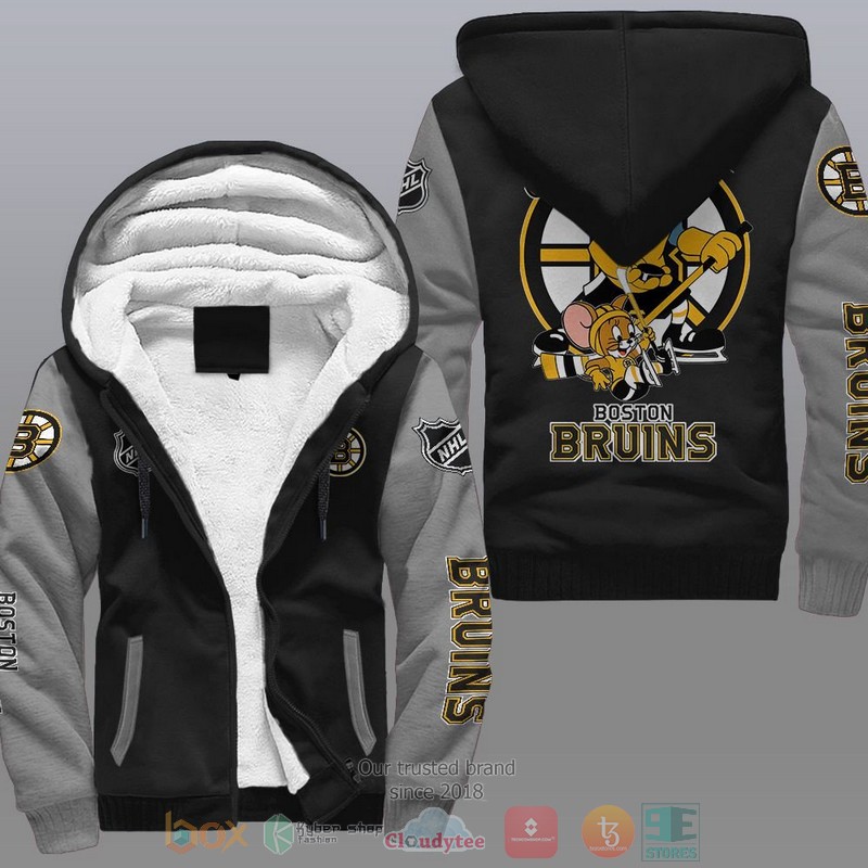 NEW Boston Bruins NHL Tom And Jerry Fleece Hoodie Jacket 2 Boston Bruins NHL Tom And Jerry Fleece Hoodie 1