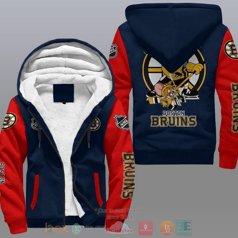 NEW Boston Bruins NHL Tom And Jerry Fleece Hoodie Jacket 4 Boston Bruins NHL Tom And Jerry Fleece Hoodie 1 2 3