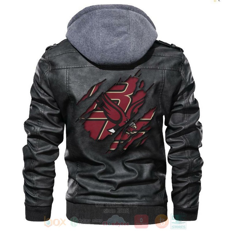 Boston College Eagles NCAA Black Motorcycle Leather Jacket