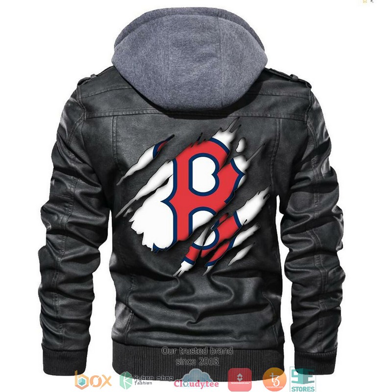 Boston Red Sox MLB Baseball Sons Of Anarchy Black Motorcycle Leather Jacket