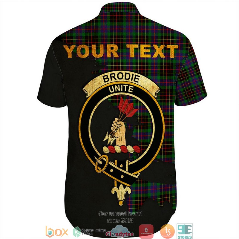 Brodie Hunting Modern Tartan Crest Personalized Short Sleeve Hawaiian Shirt 1 2