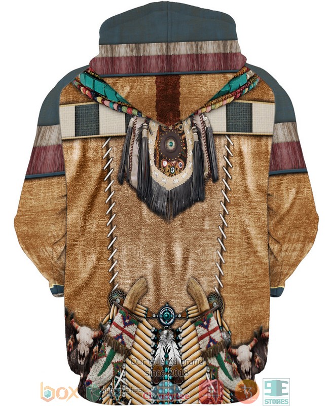 Brown Pattern Warrior Style Native American 3D Shirt Hoodie 1