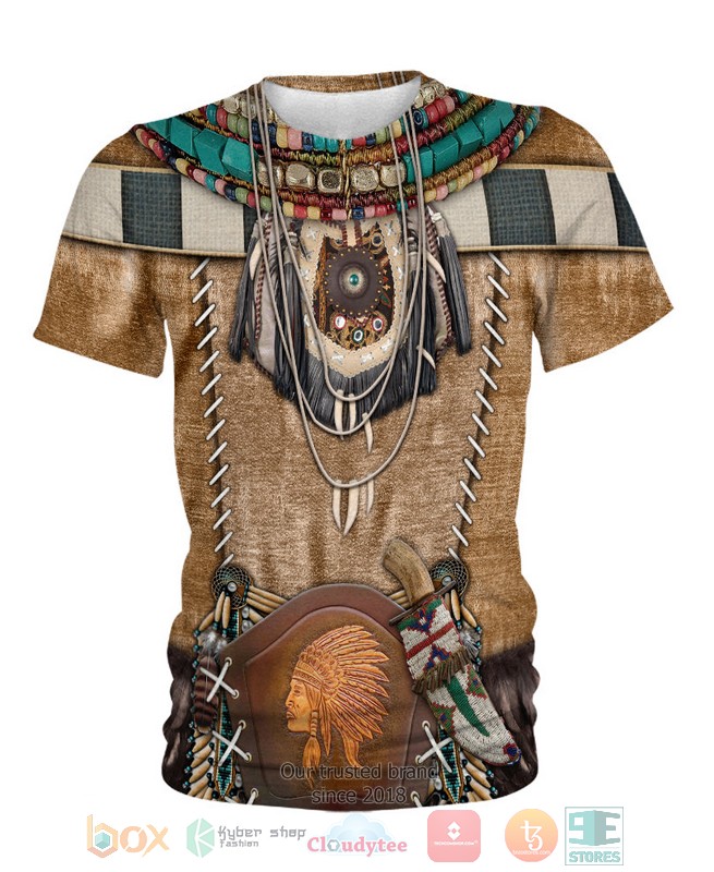 Brown Pattern Warrior Style Native American 3D Shirt Hoodie 1 2 3 4 5 6 7 8
