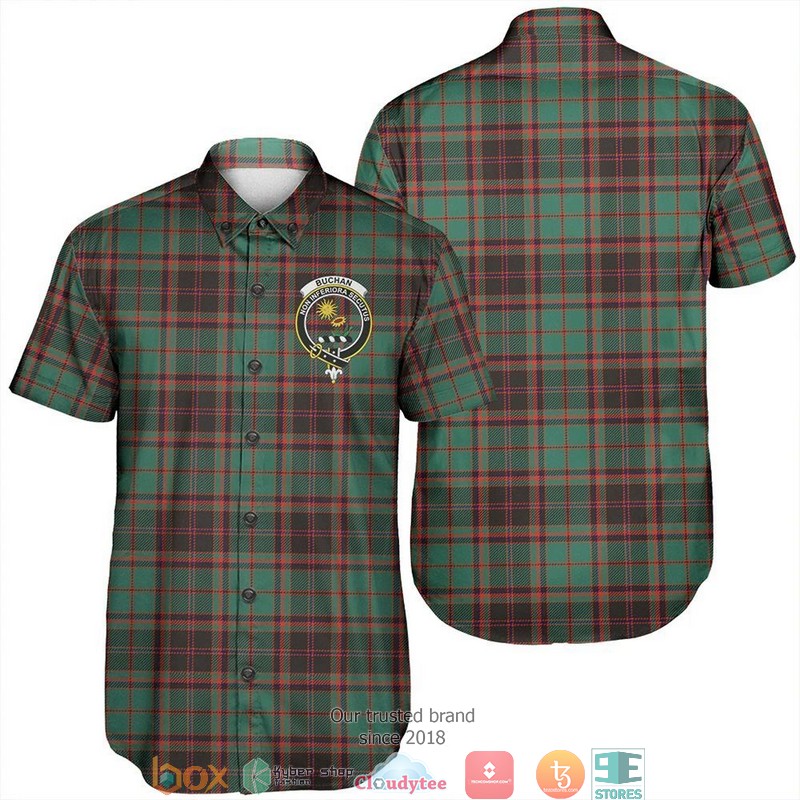 Buchan Ancient Tartan Crest Short Sleeve Hawaiian Shirt
