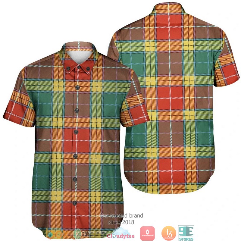 Buchanan Old Set Weathered Tartan Short Sleeve Hawaiian Shirt