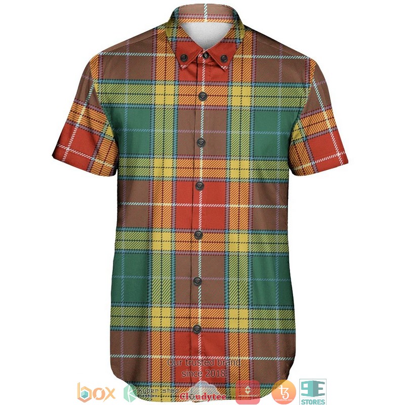 Buchanan Old Set Weathered Tartan Short Sleeve Hawaiian Shirt 2 Buchanan Old Set Weathered Tartan Short Sleeve Hawaiian Shirt 1